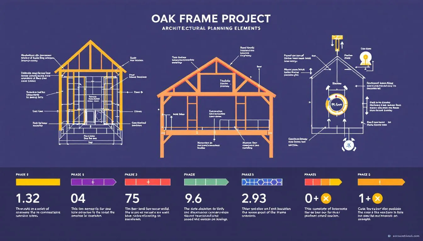 An illustration of planning elements for an oak frame project.