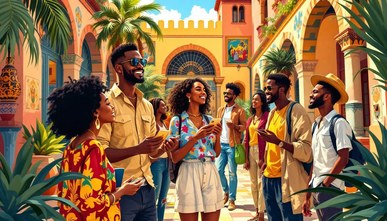 Des étudiants africains discutant des options de bourses d'études en Espagne.