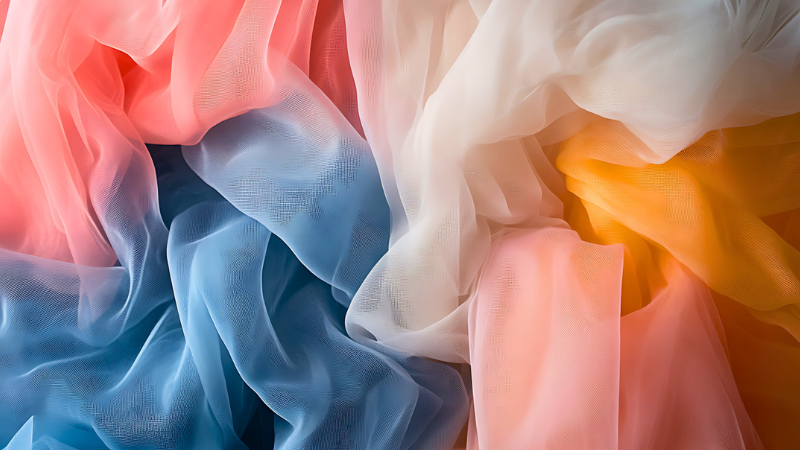 A close up view of some colorful chiffon fabrics