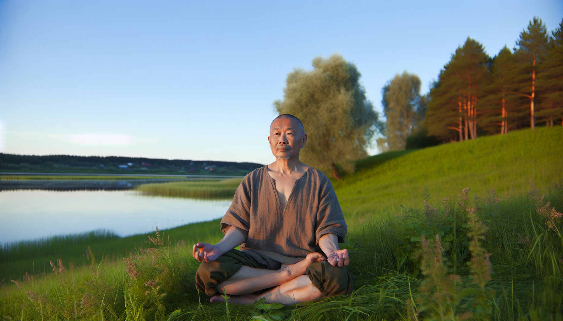 A person practicing mindfulness and meditation in a peaceful setting