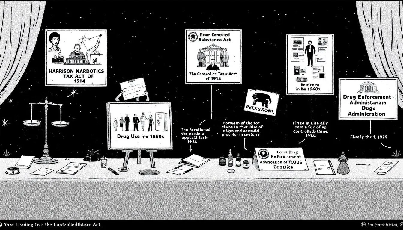 An illustration representing the historical context of the Controlled Substance Act.