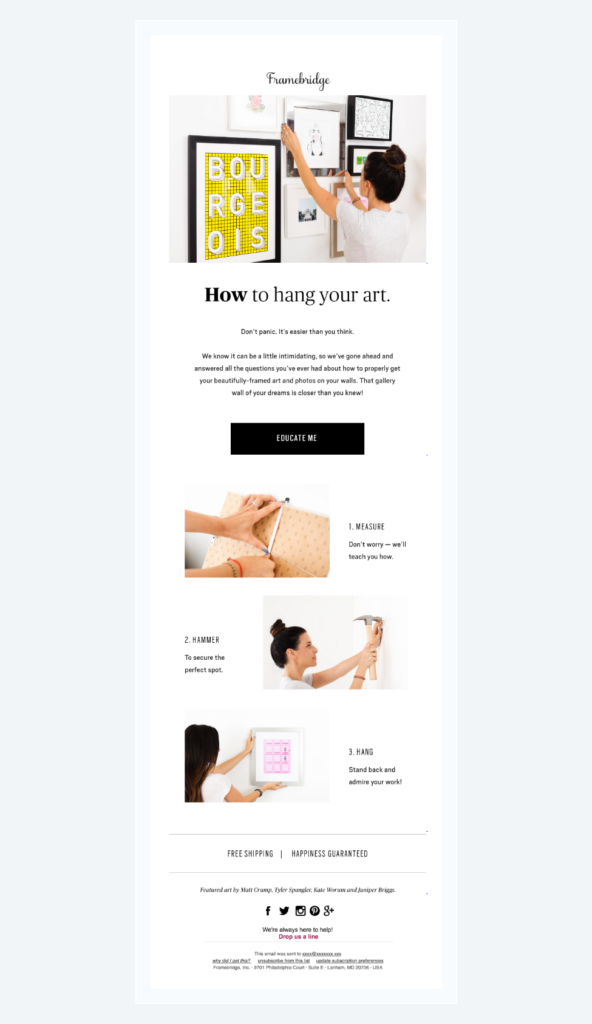 Example Educational Email with Tips & Tutorials - Source Framebridge/Elastic Email | TheBloggingBox.com