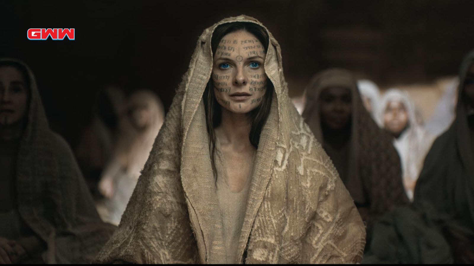 Rebecca Ferguson as Lady Jessica in robes in Dune: Part Two