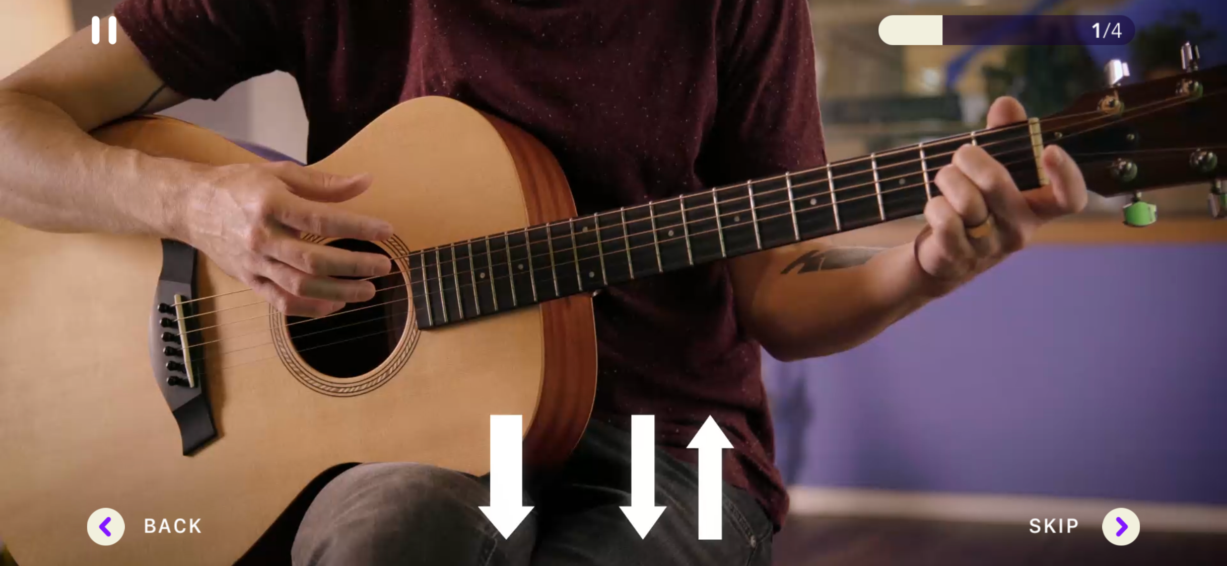 A screenshot from the Simply Guitar platform.