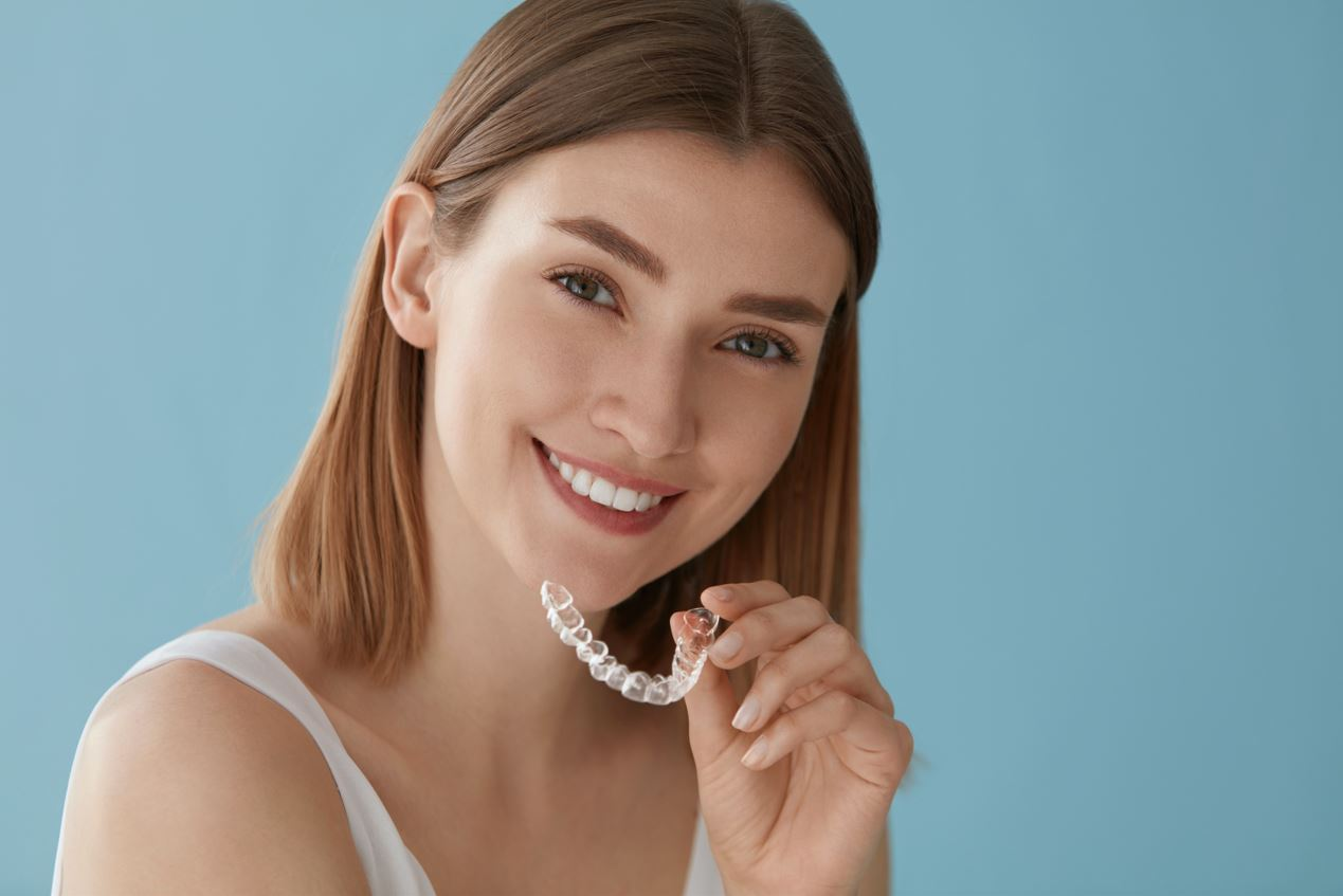 Invisalign aligners in a dental clinic