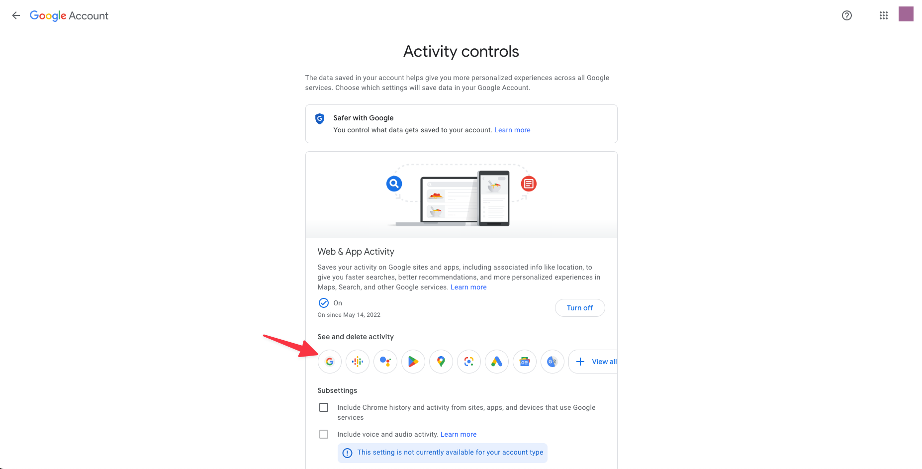 Remote.tools shows how to clear Google search history from your Google Account. Click on Google search icon to delete only Google search related activity from your Google account