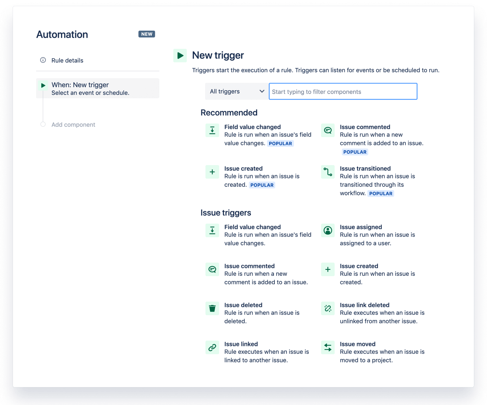 A screenshot of Jira's workflow automation tools.