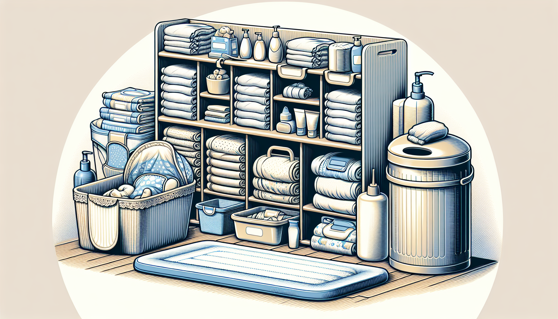 Illustration of diapering essentials