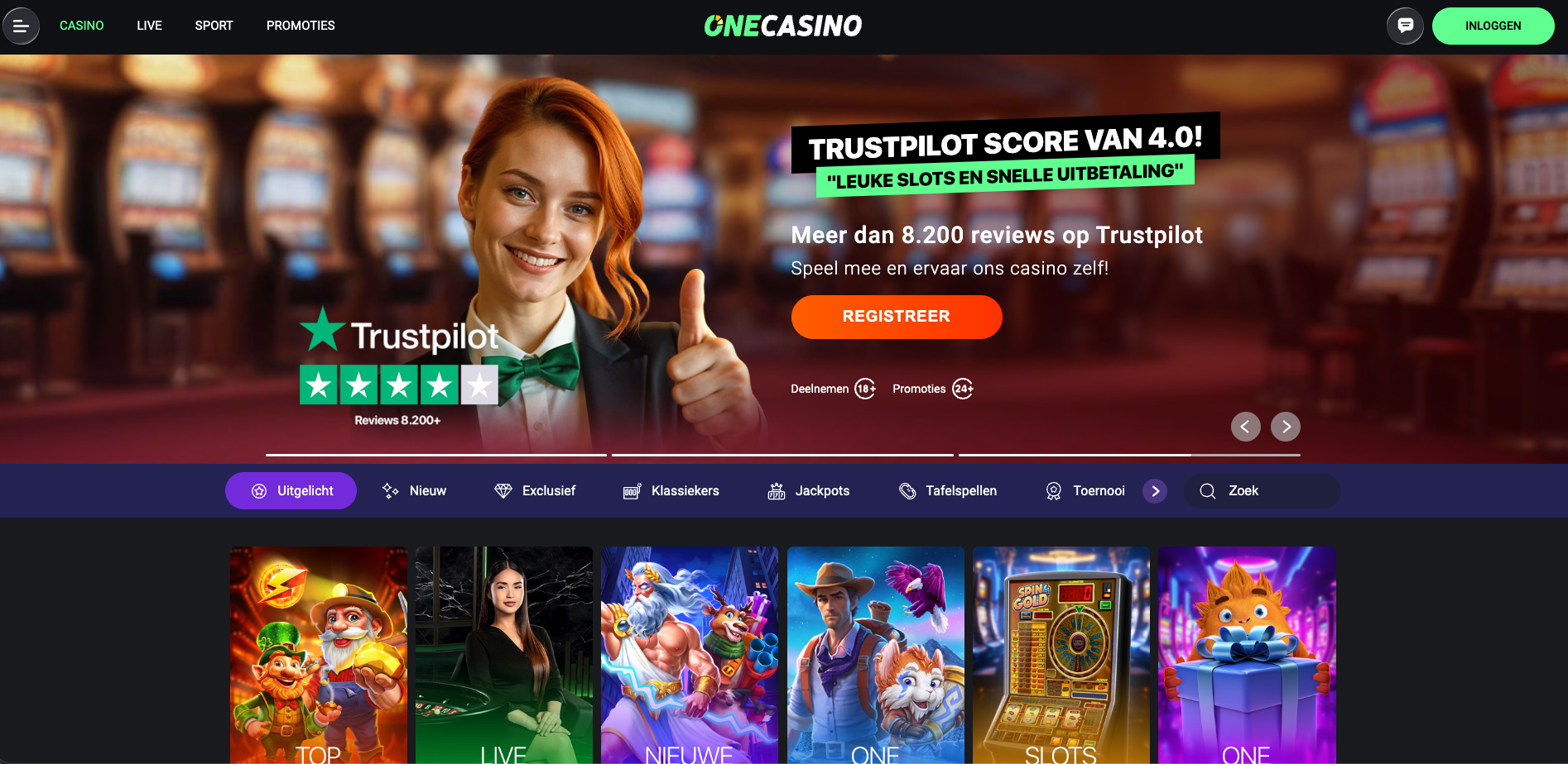 One Casino als legaal online casino Nederland met Nederlandse vergunning van de Nederlandse Kansspelautoriteit, betrouwbaar casino met online slots, live casino spellen en Nederlandse dealers, eerlijke online casinospellen met random number generator, veilige uitbetaling en Nederlandstalige klantenservice op de Nederlandse markt voor legaal online gokken en verantwoord spelen