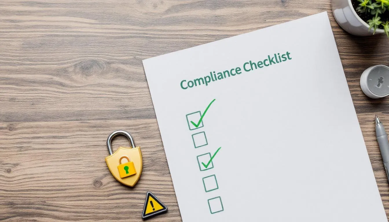 The image features a compliance checklist with checkmarks and security icons, emphasizing the importance of protecting student data and privacy in educational institutions. It visually represents the requirements for sharing sensitive information, such as children's education records, while adhering to FERPA regulations.