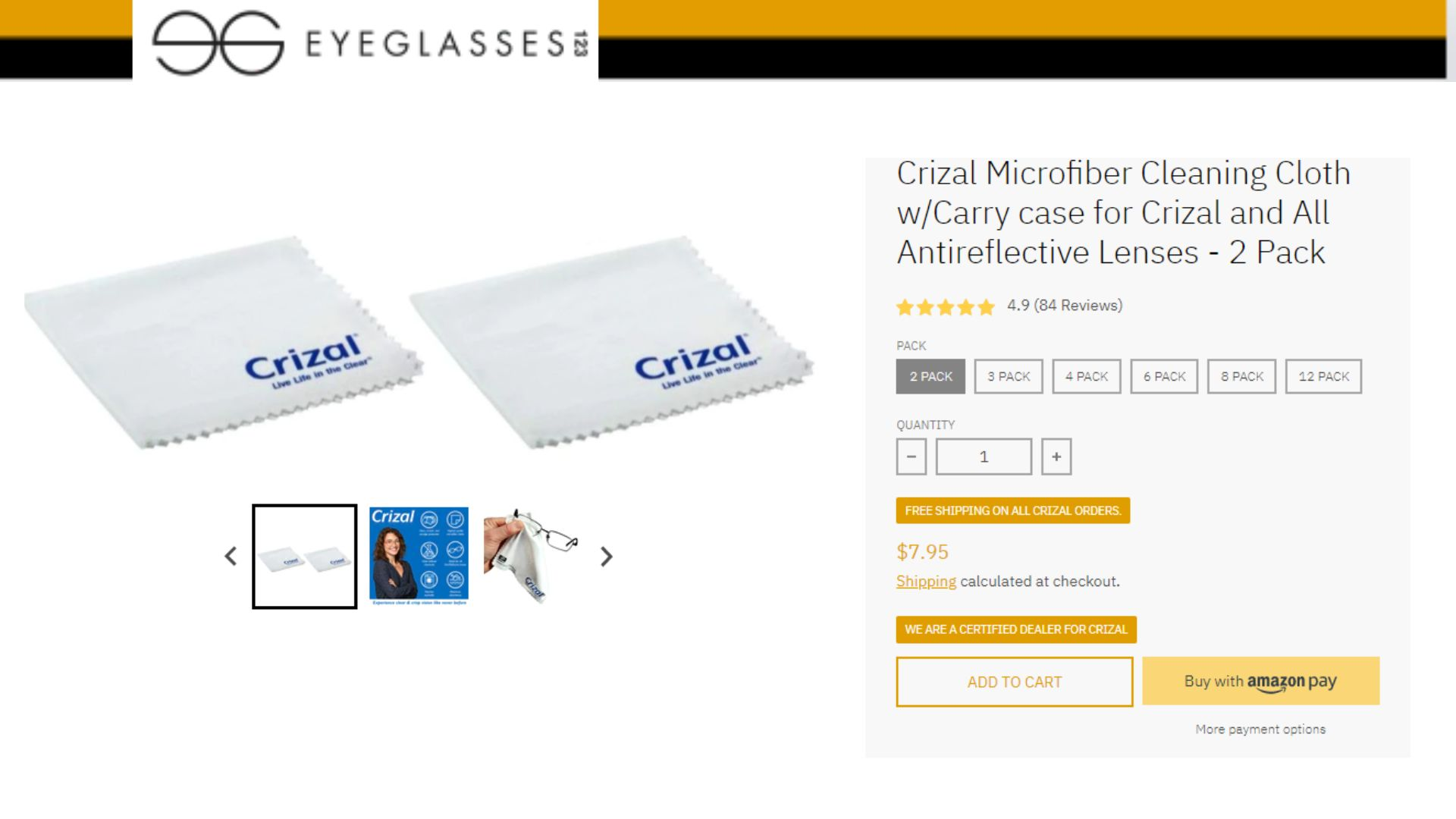crizal eye glasses cleaning cloth