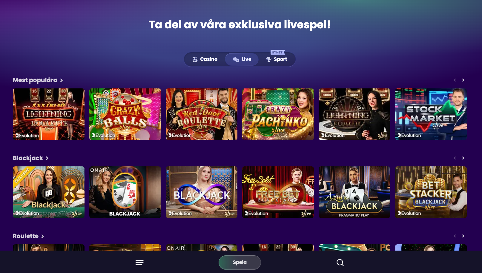 Flax casinos live casino