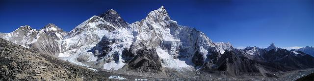 Mount Everest, and Lhotse above Everest base camp