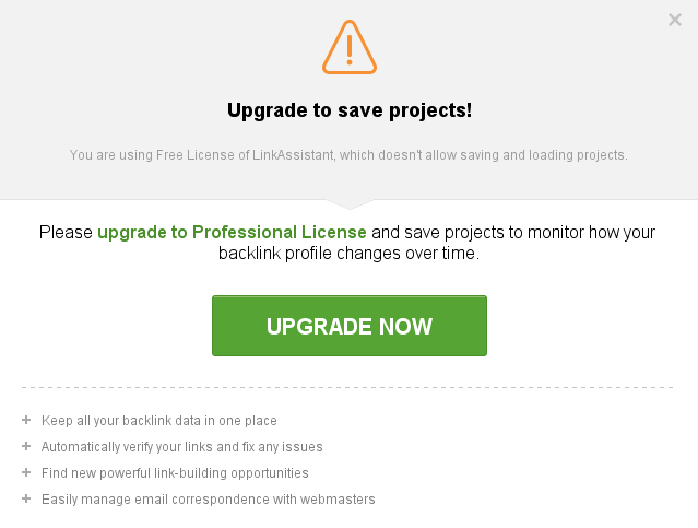Limitations of free version: Not allowed to save projects