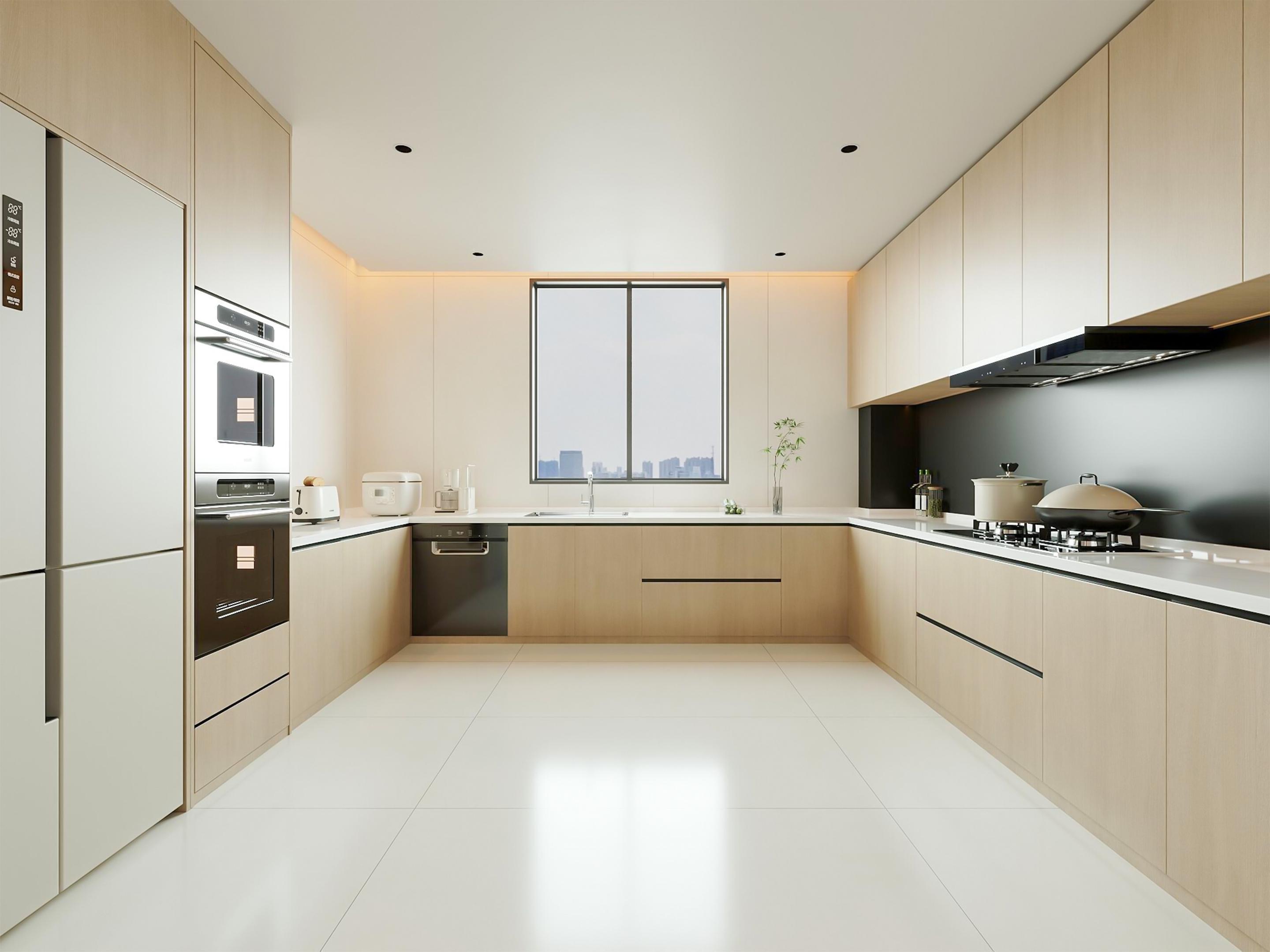 modern layout for U-shaped kitchen