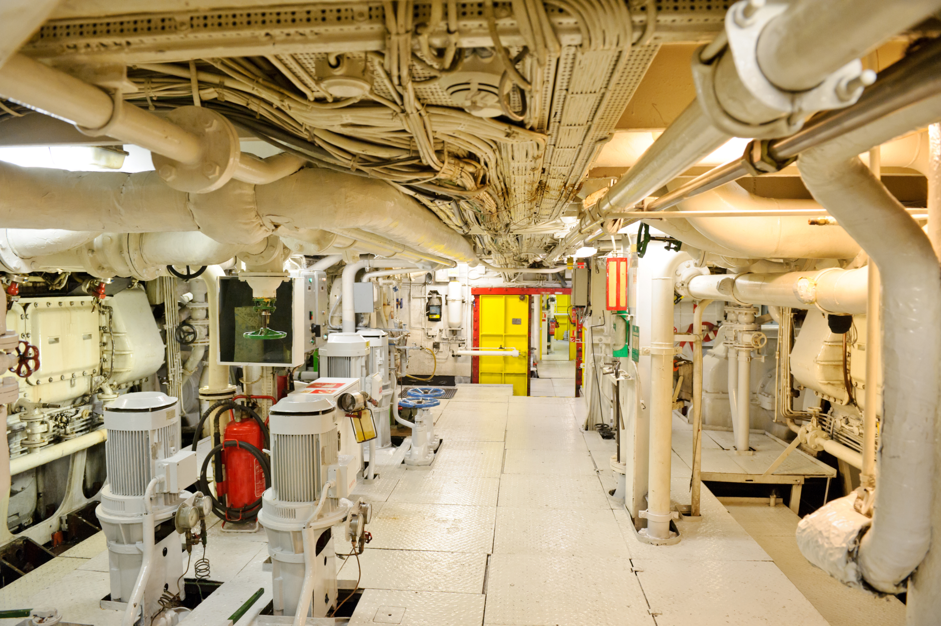 A boat engine room