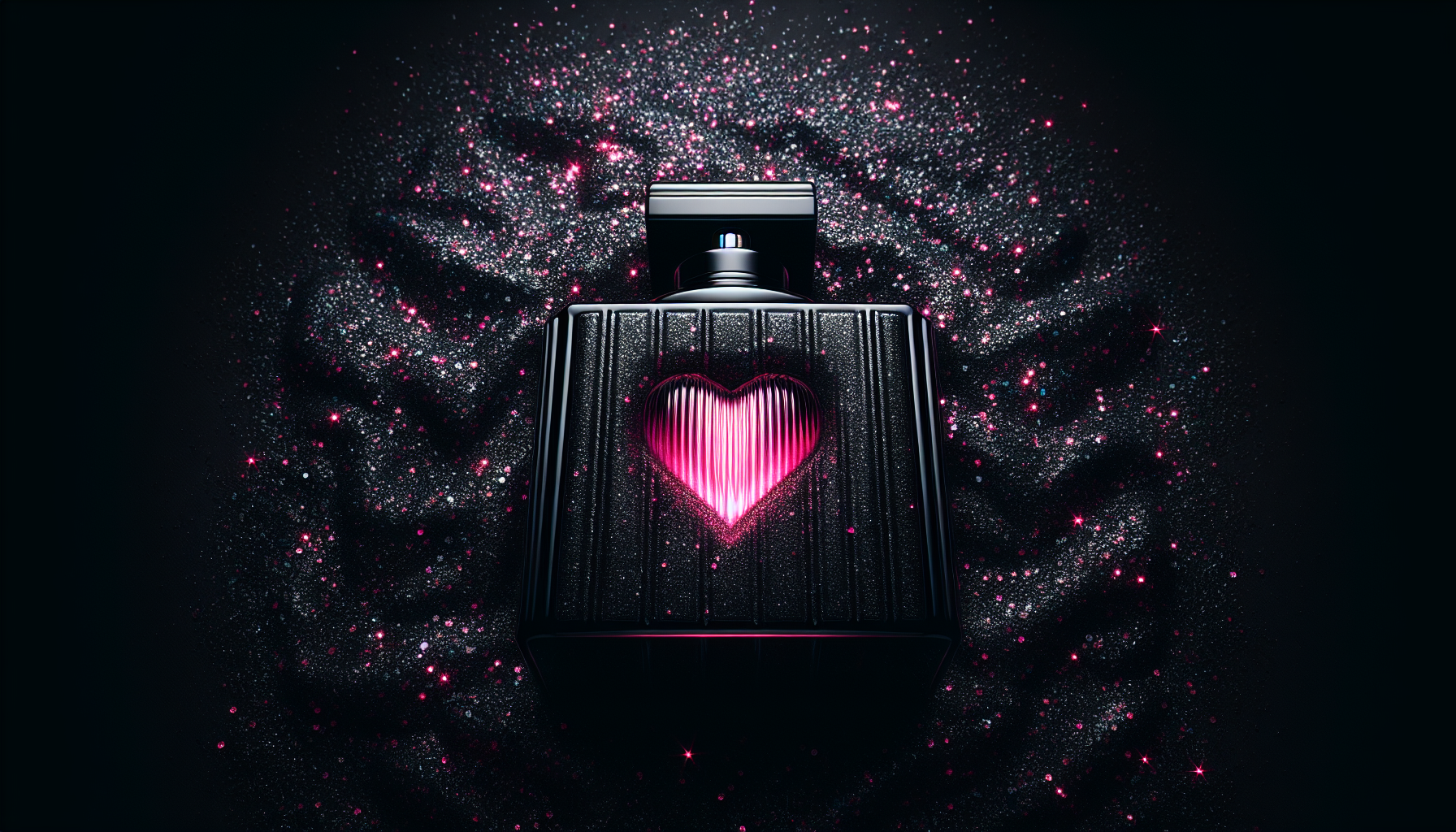 Artistic illustration of a dark, luxurious Black Opium bottle design