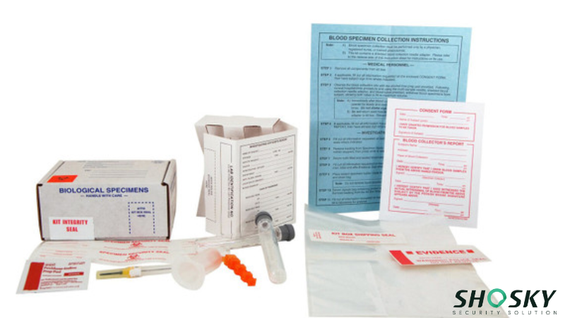 Chain of custody blood kit with security seals and tracking documentation