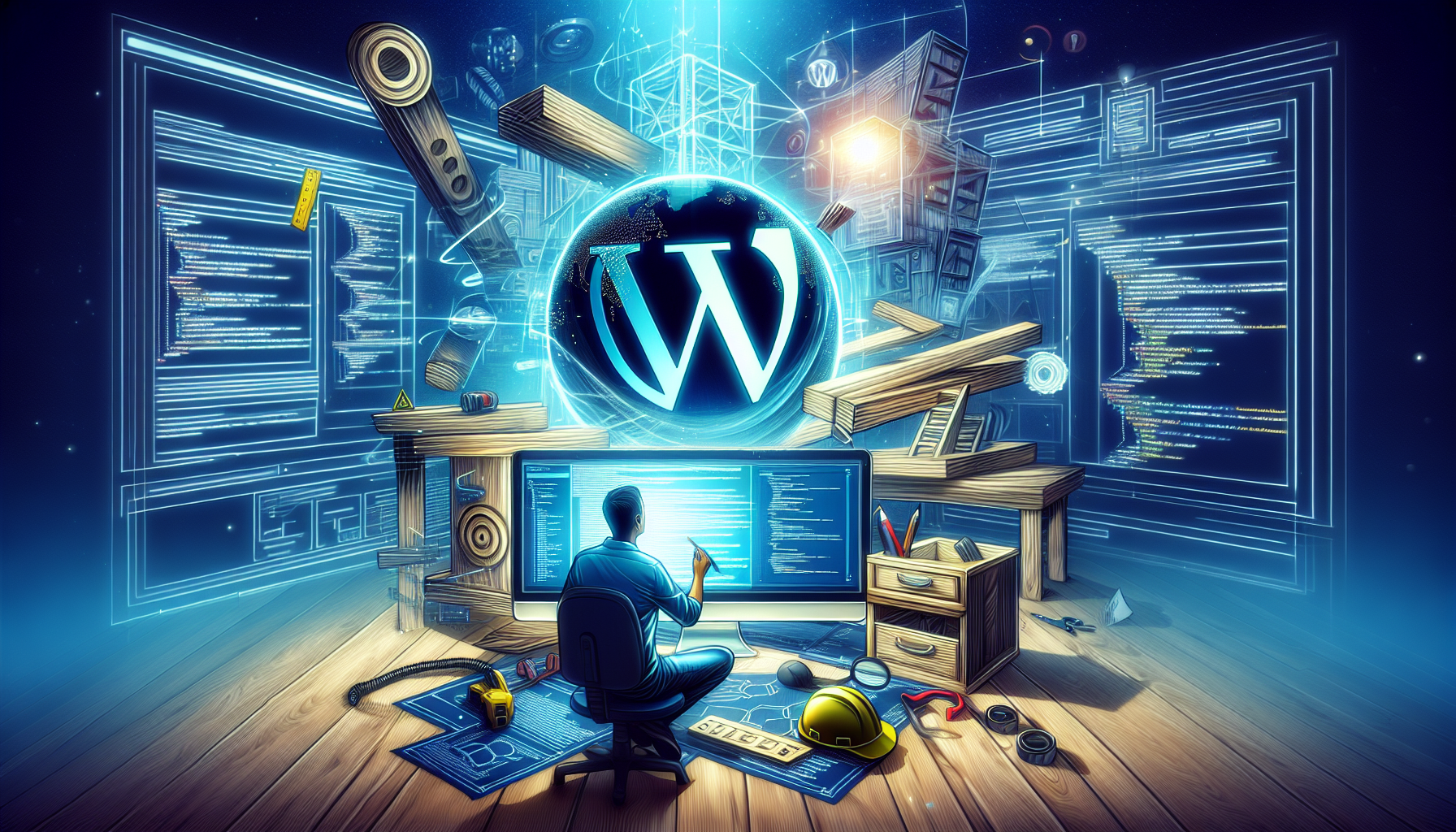 Illustration of a person working on a WordPress website