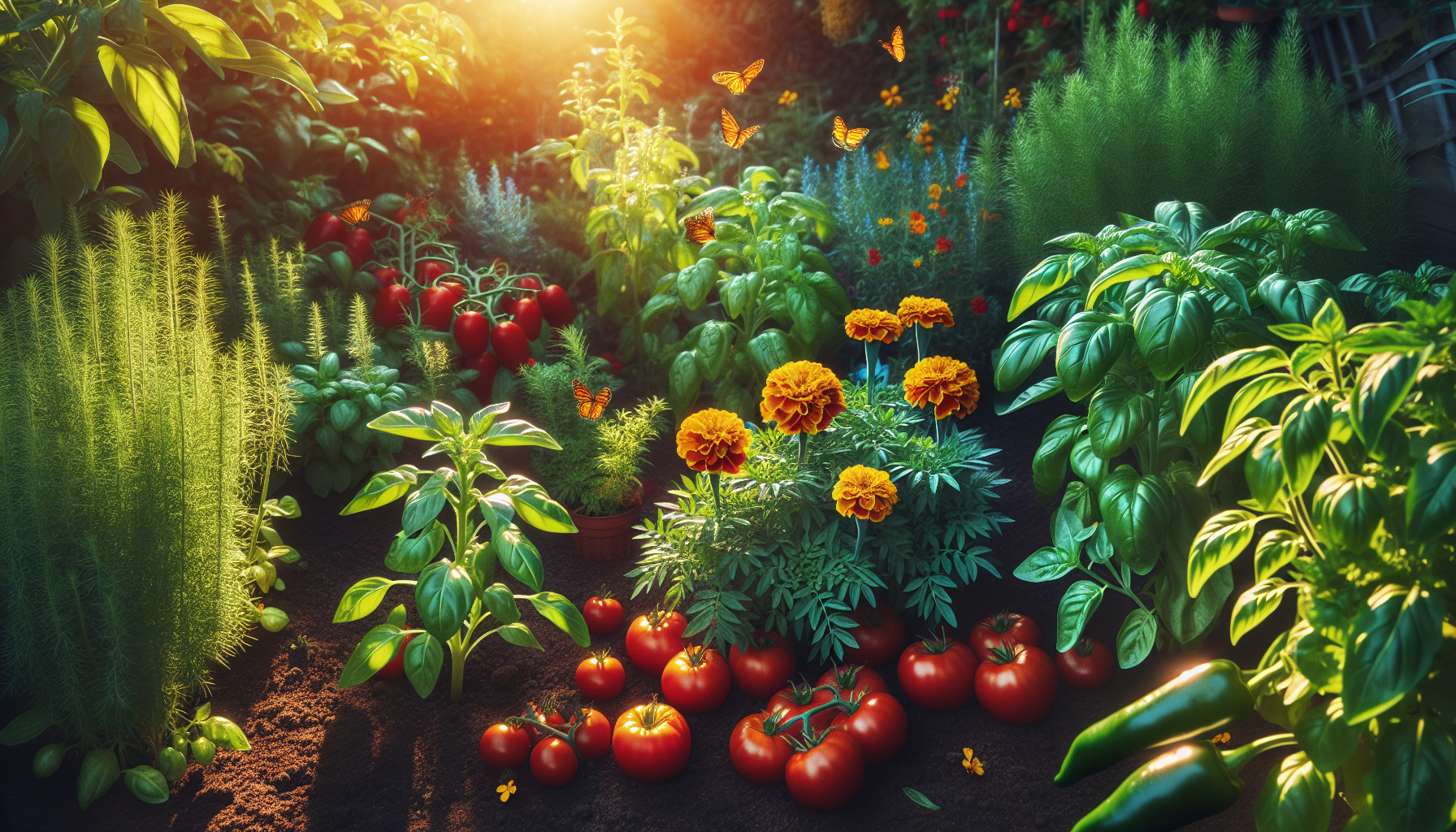 Companion planting in a vegetable garden