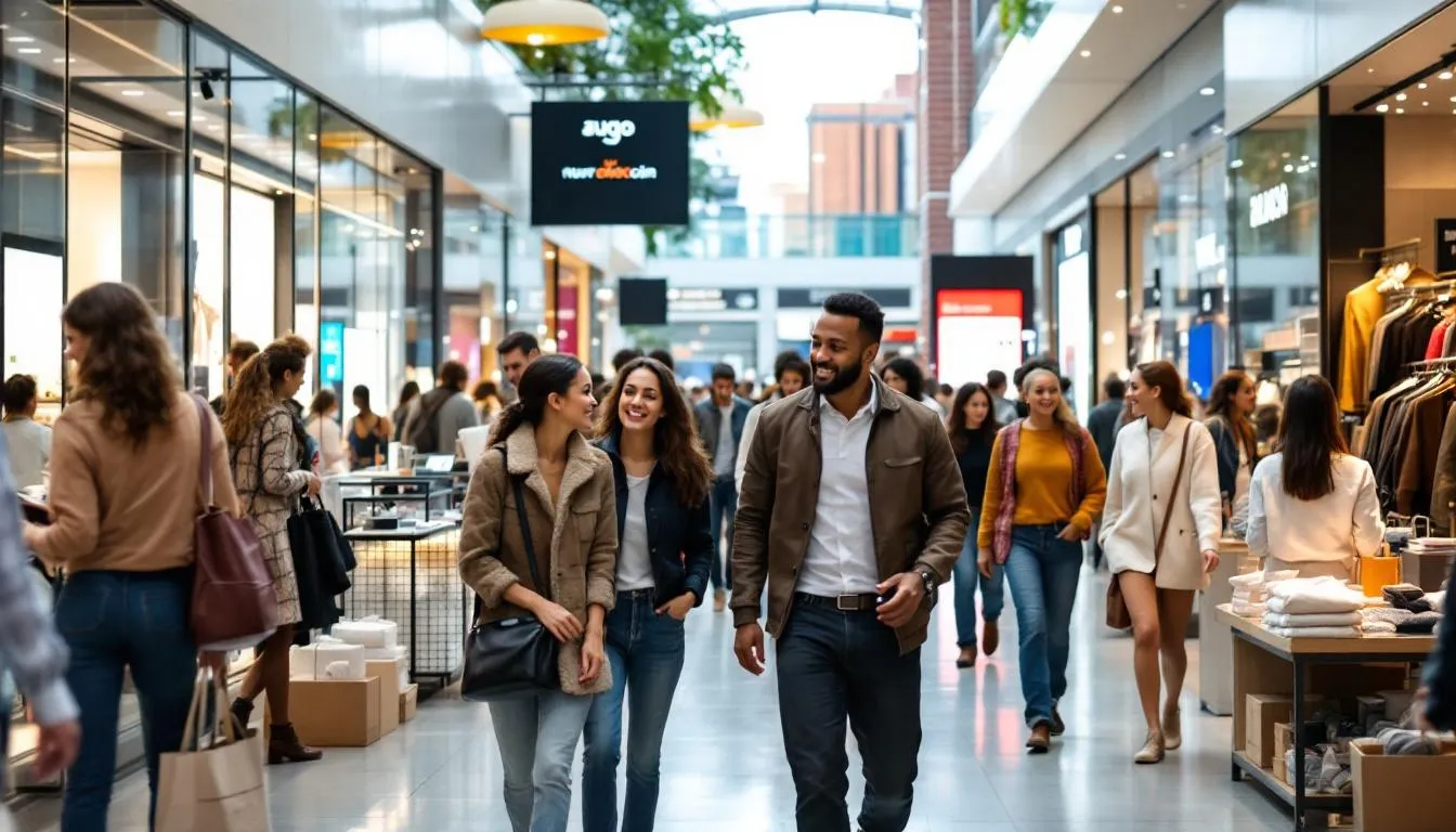 A diverse group of Australian consumers is seen shopping in a modern retail environment, showcasing a vibrant atmosphere that reflects the importance of understanding the target audience in a digital marketing strategy. This scene highlights the need for businesses to avoid common marketing mistakes and focus on creating a clear strategy that aligns with their overall business objectives.