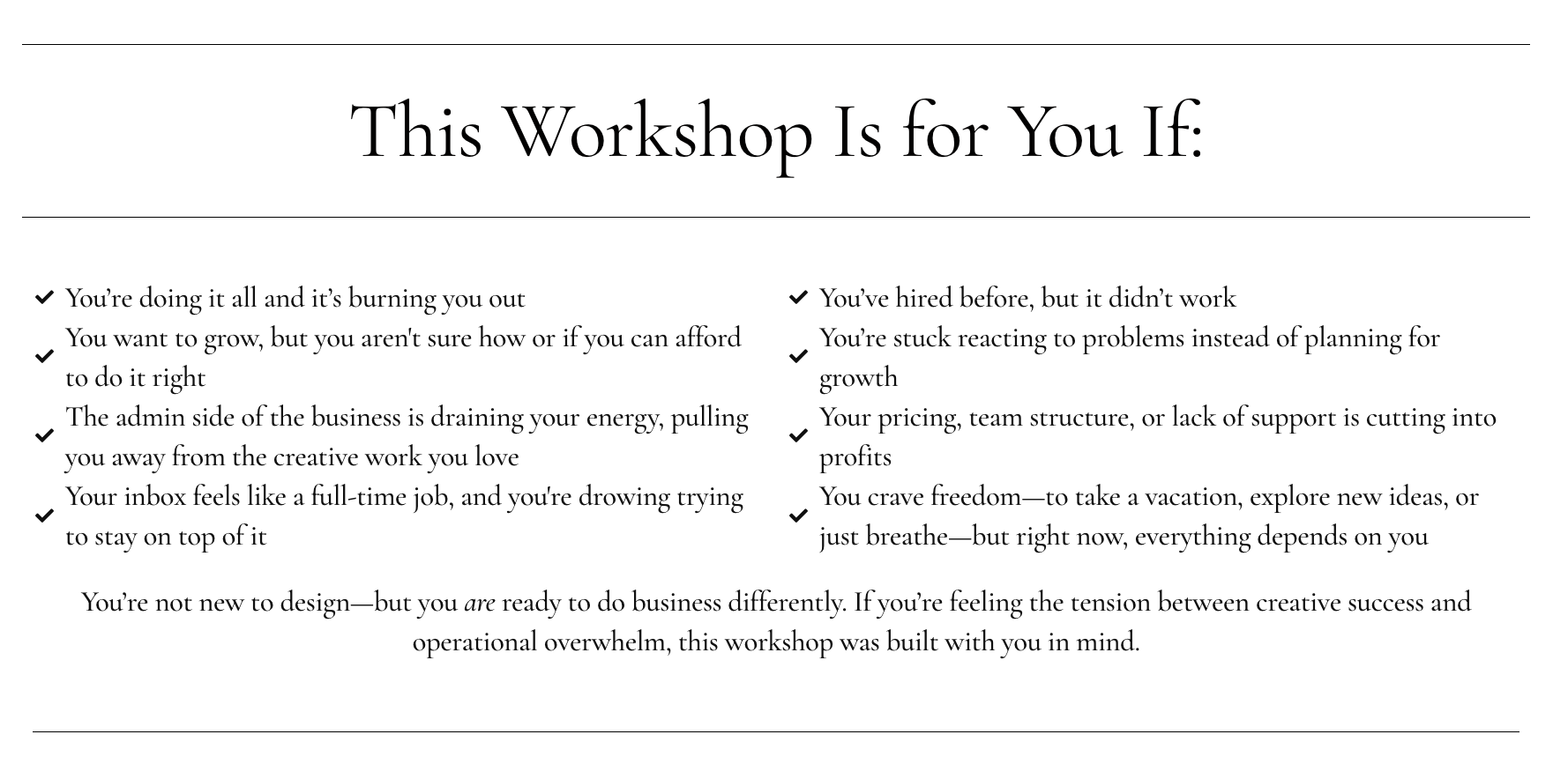 details of the workshop (just text)