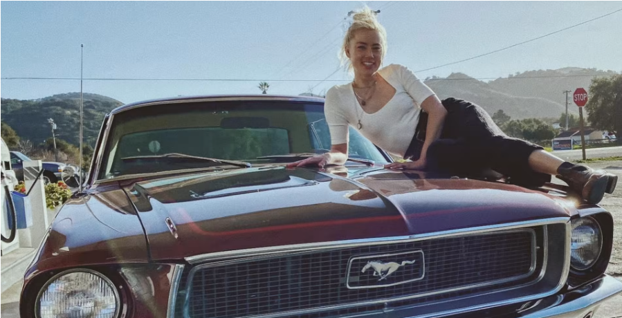 Amber Heard on an 80s Mustang