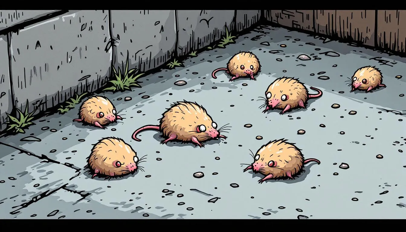 A close-up view of rat droppings on a surface, illustrating the identification of rat feces.