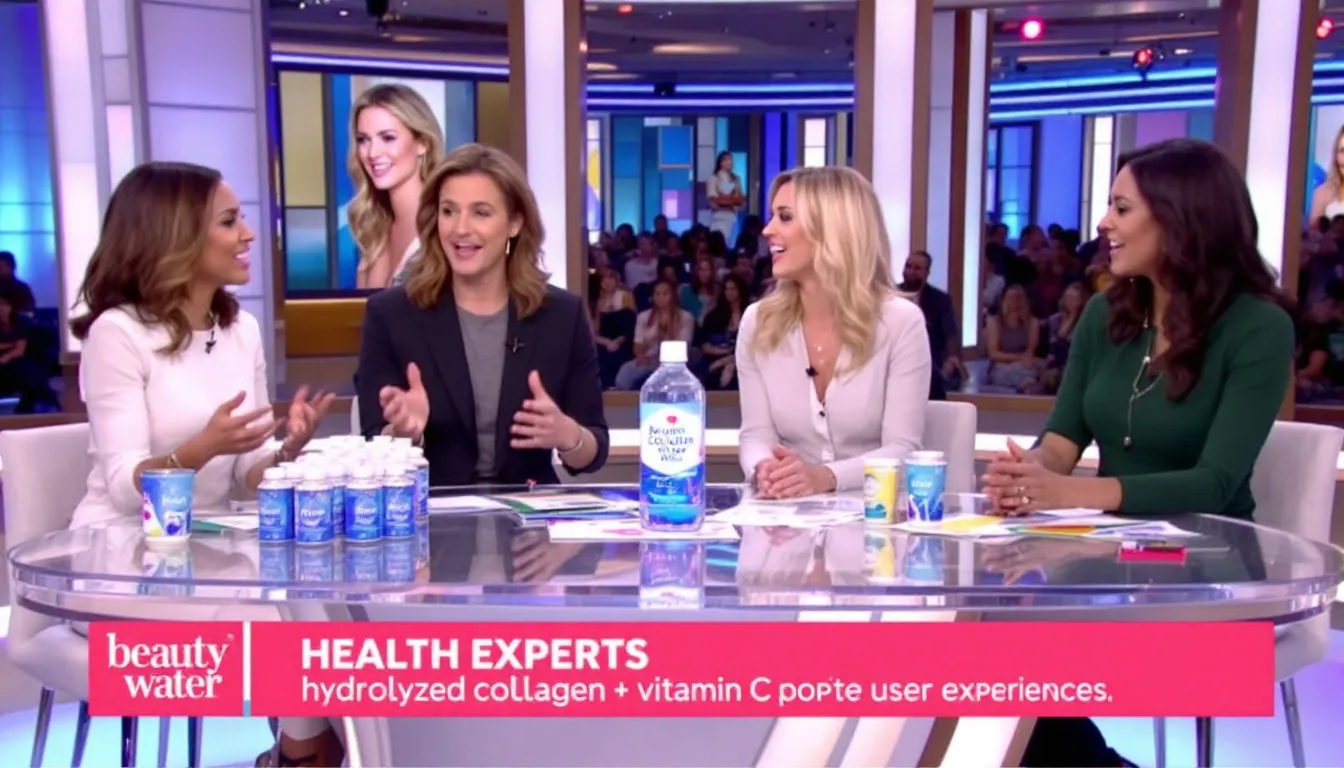 Ingredientes clave de Beauty Water, incluyendo colágeno hidrolizado y vitamina C.