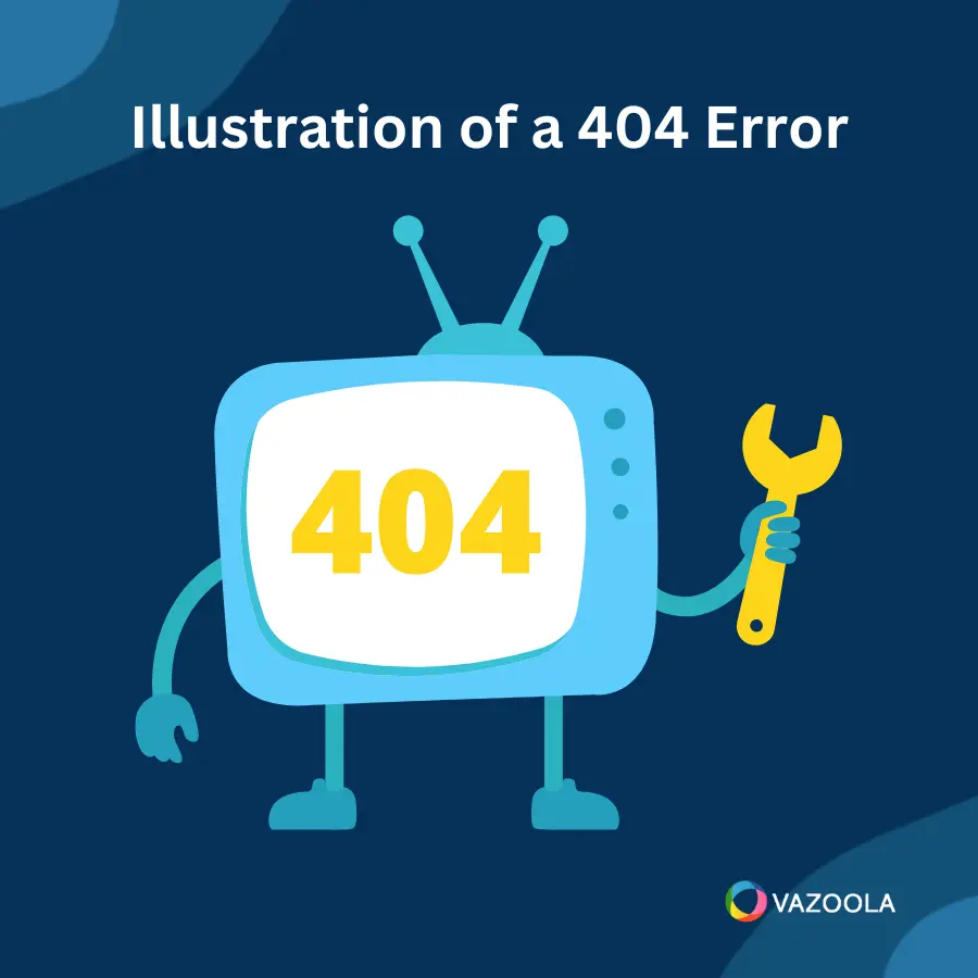 graphic of TV holding a wrench displaying 404 error on the screen