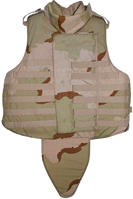 The Interceptor Body Armor Outer Tactical Vest with MOLLE webbing, and add-on neck & groin protection