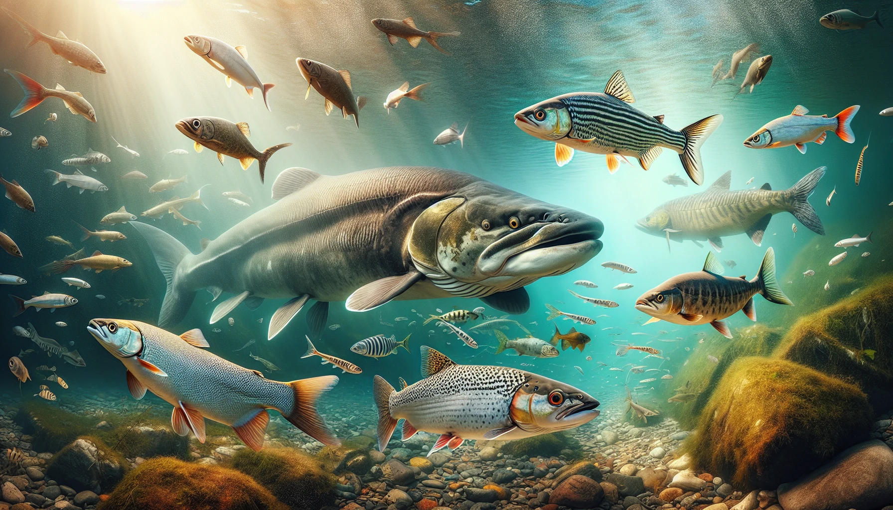 A picturesque illustration of the diverse fish species in Ugii Lake