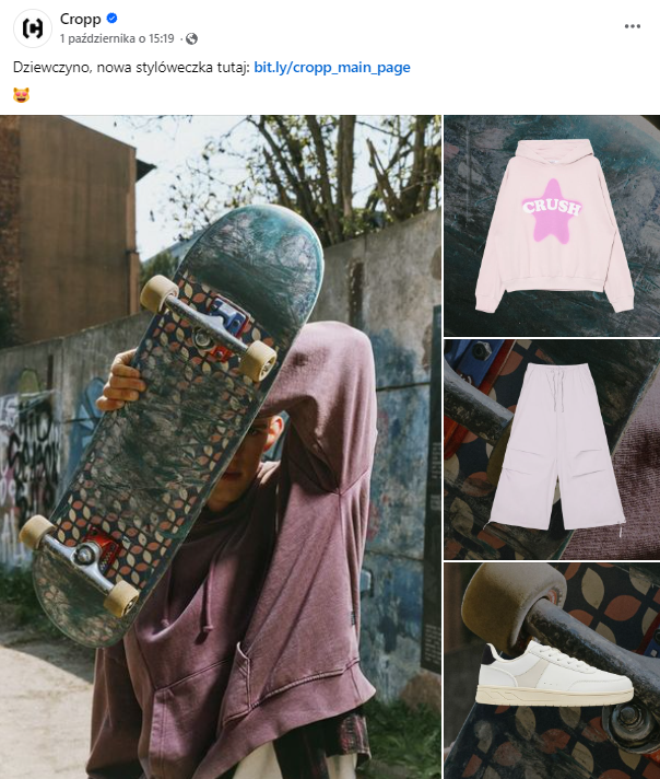 Marka Cropp kieruje swoje produkty do nastolatków i komunikuje się w młodzieżowym stylu