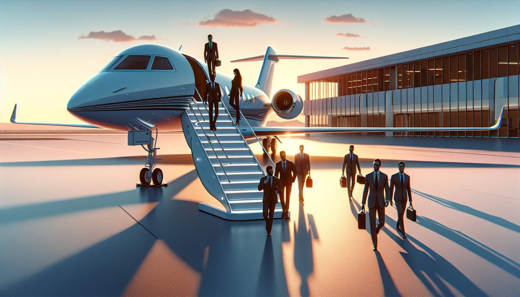 Passengers boarding a private jet at Santa Rosa Private Jet Terminal