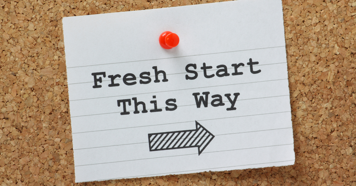 Image of a note saying fresh start.