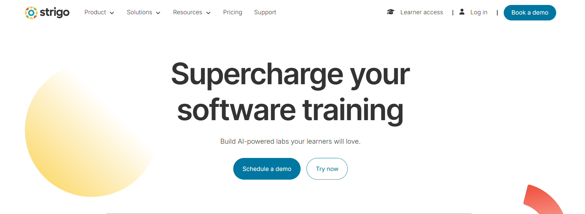 Homepage of a virtual instructor-led training platform featuring AI-powered hands-on labs, interactive software training, and cloud-based learning experiences for technical education.