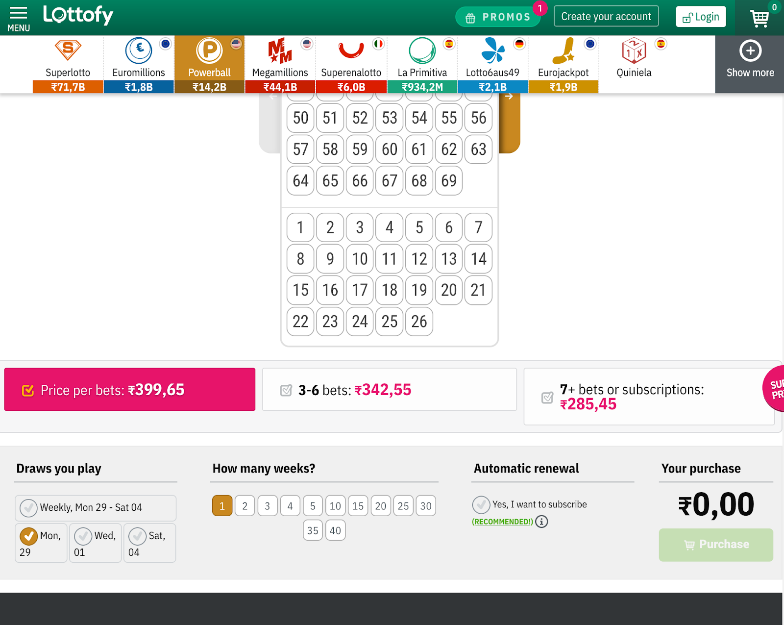 Mark numbers Lottofy