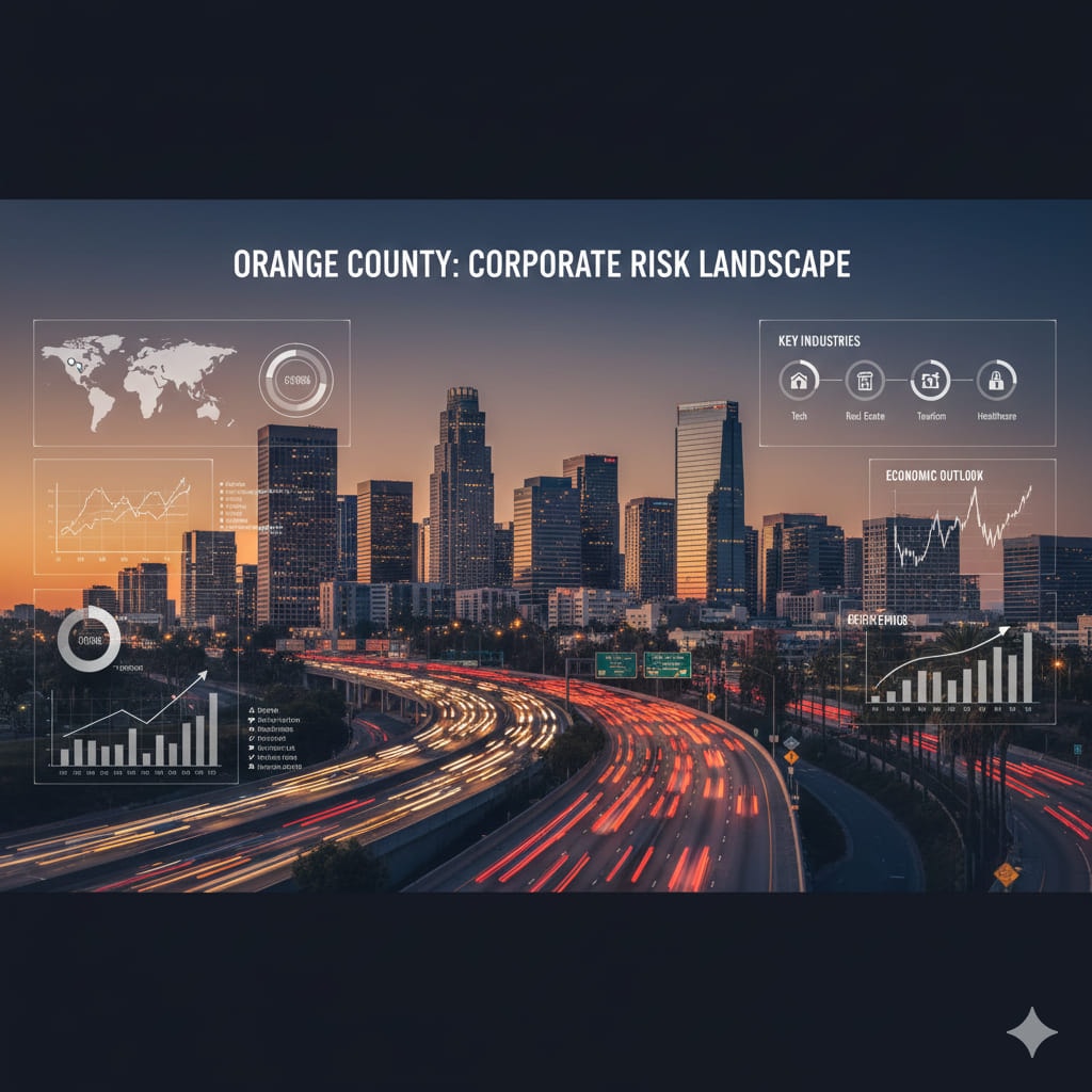 Orange County corporate skyline showcasing the bustling business district and diverse industries