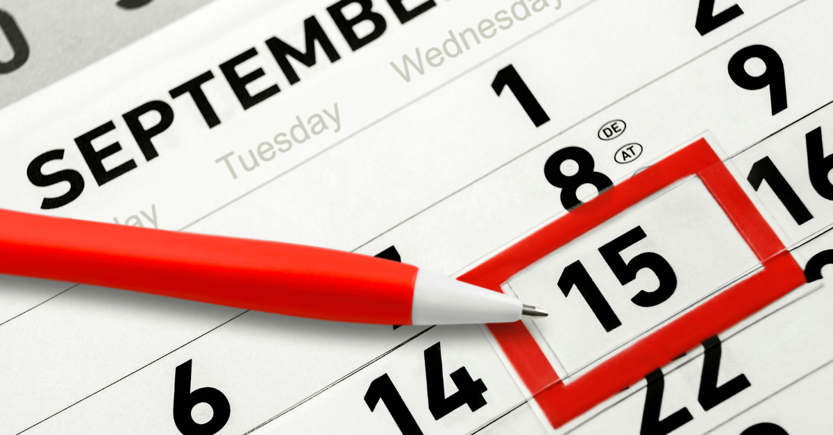 A calendar highlighting the date September 15th