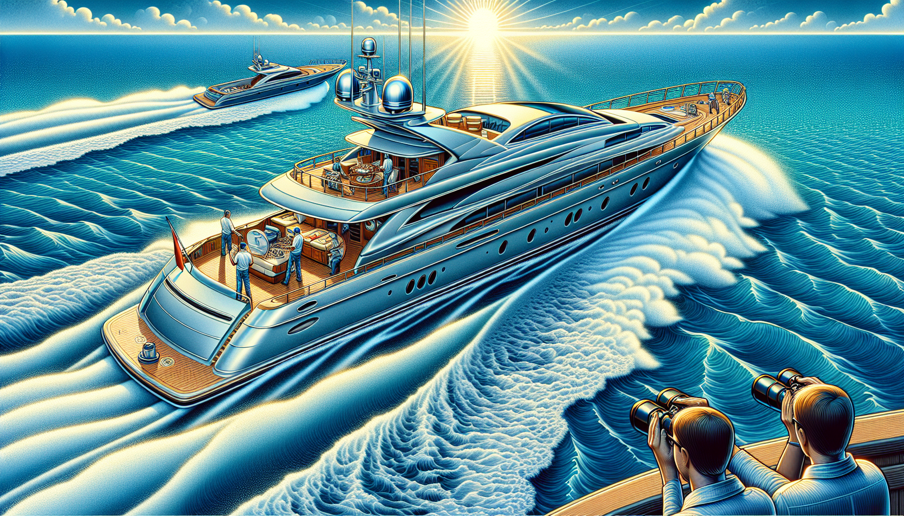 Illustration of a yacht sea trial