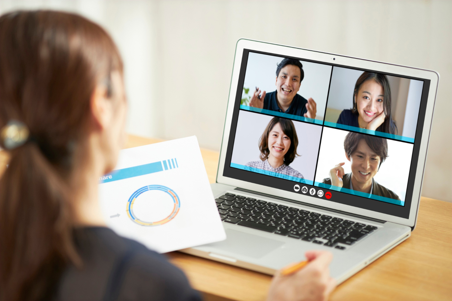 A remote team having a conference call.