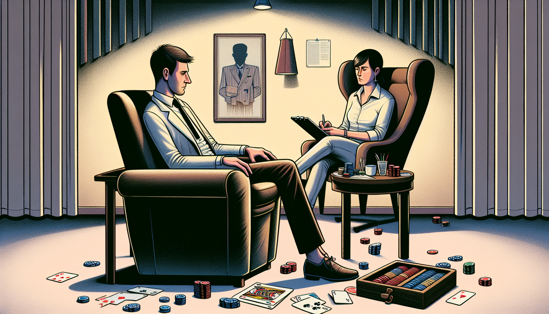 Illustration of a person receiving cognitive-behavioral therapy