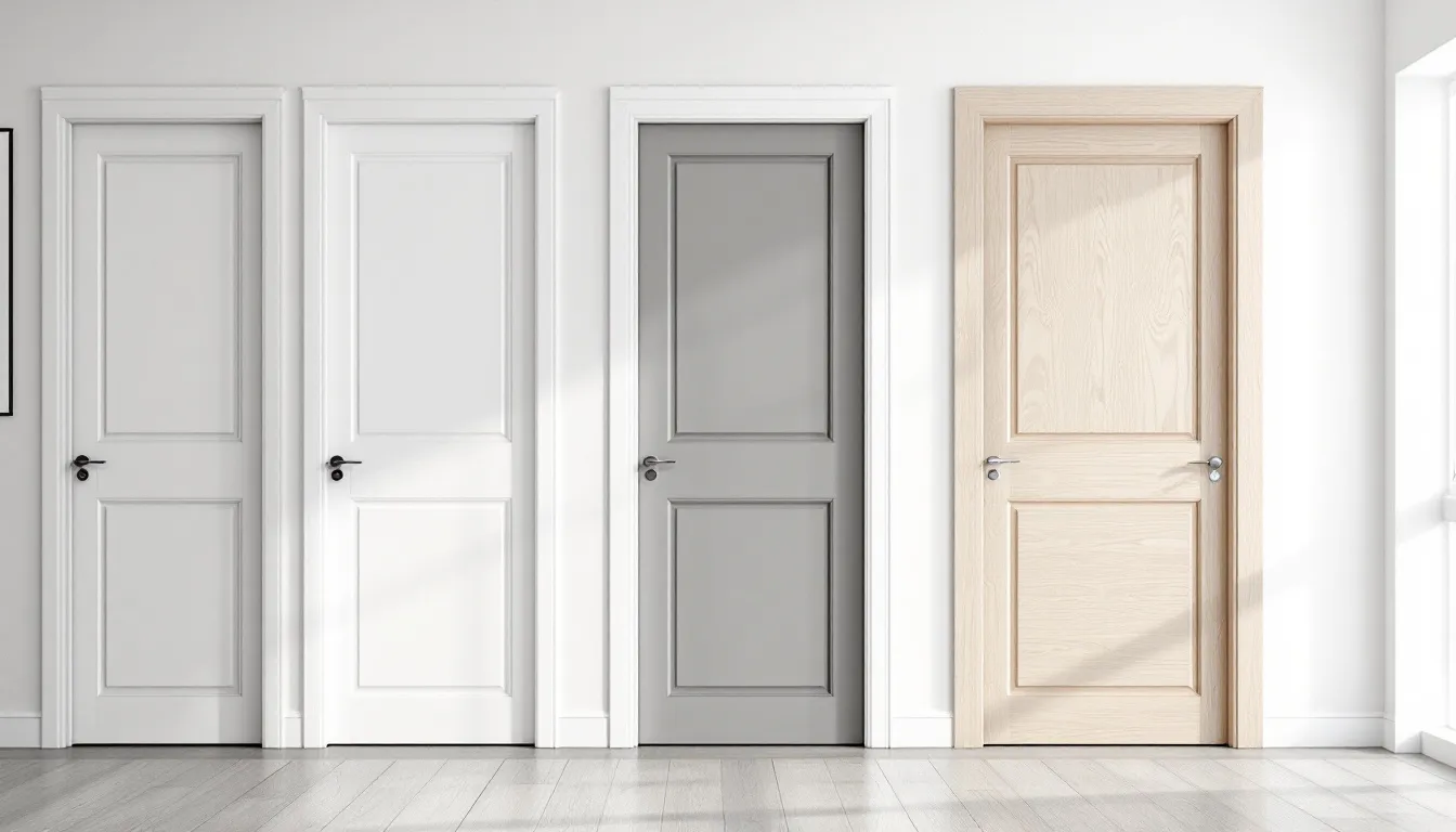Different types of interior doors for Scandinavian homes, including sliding and glass panel doors.