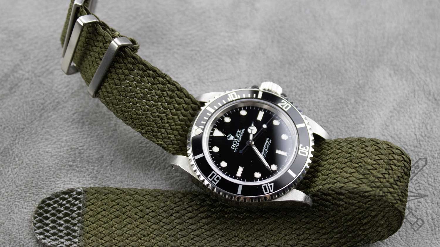 A detailed view of a perlon strap emphasizing its durability and strength.