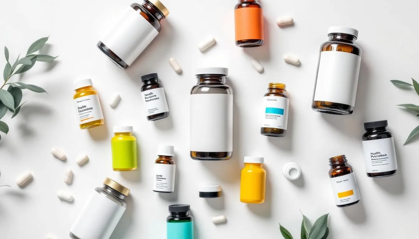 A variety of supplement bottles, including those for joint health such as glucosamine and chondroitin, are neatly arranged on a clean white surface, highlighting options for relieving joint pain and supporting joint mobility. These joint supplements are designed to promote joint comfort and reduce inflammation, catering to those seeking to maintain healthy cartilage and an active lifestyle.