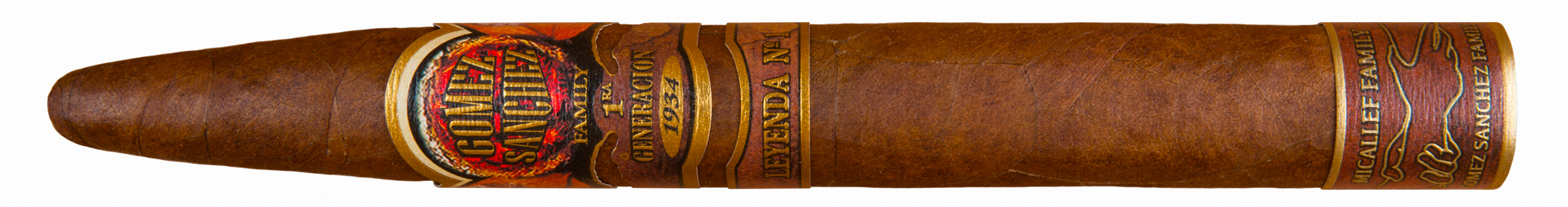 A cigar with Micallef Gomez Sanchez Leyenda label