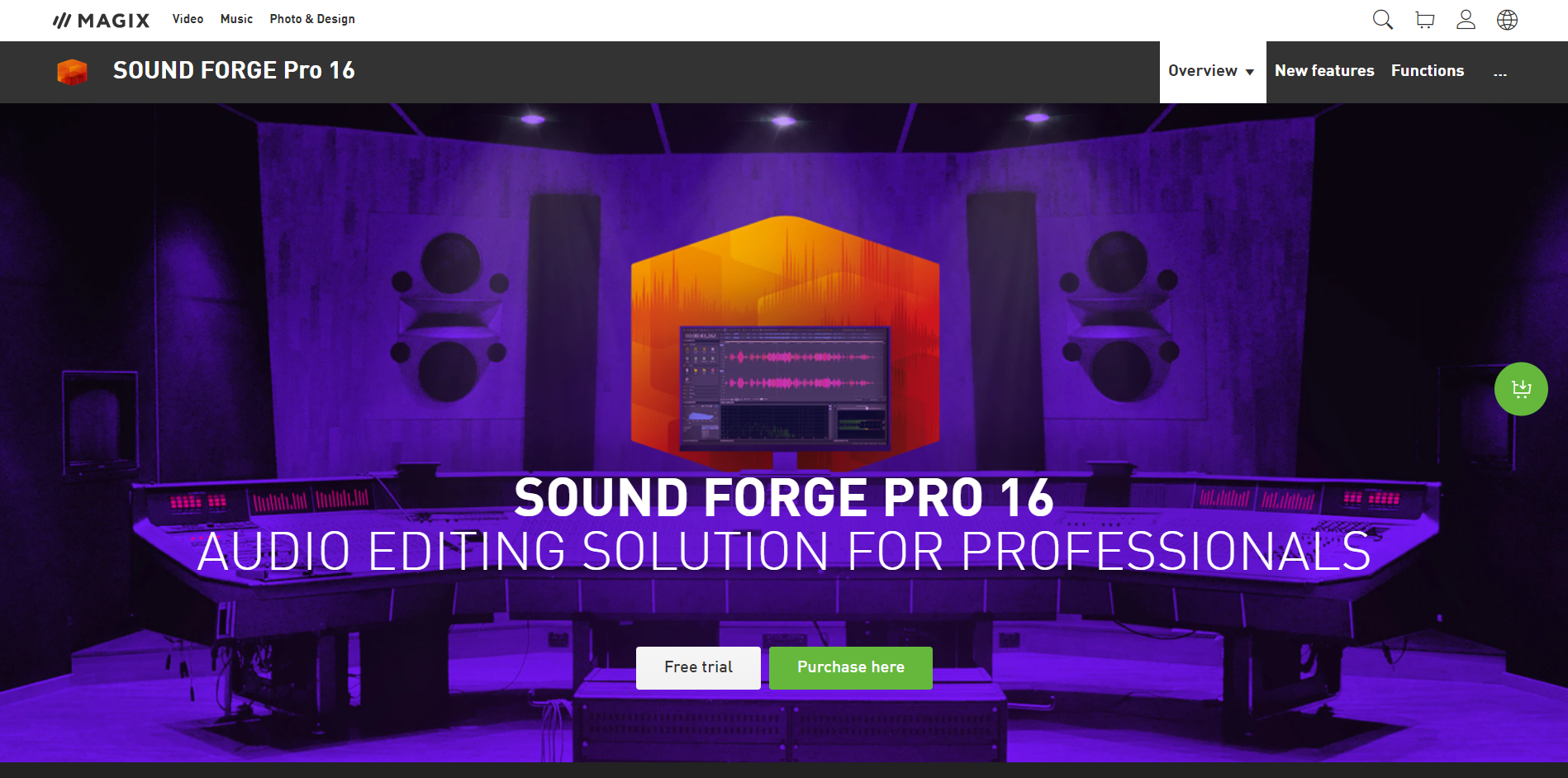 Sound Forge Pro main page