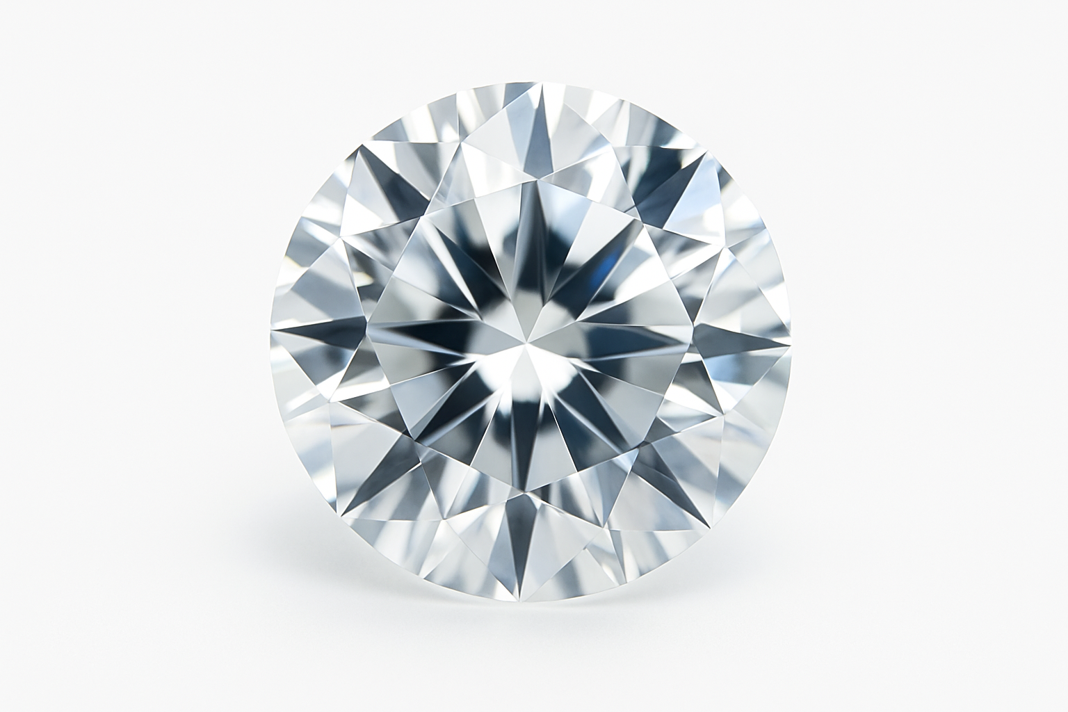 Apvalios formos briliantas stambiu planu, matomos aiškios briaunos ir spindesys