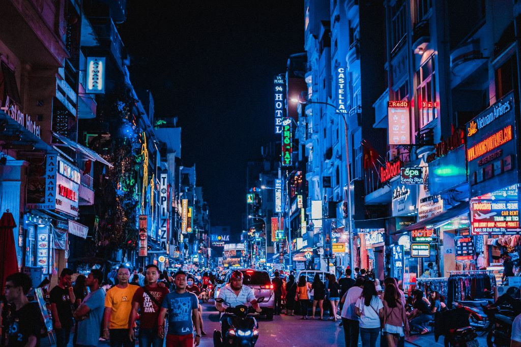 Ho Chi Minh City at night, South Vietnam