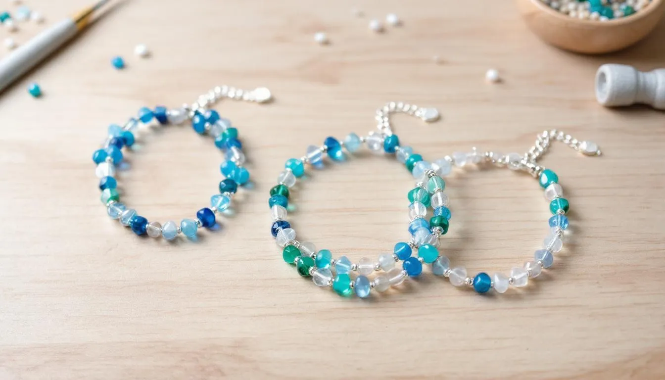 The image showcases a collection of handmade beaded anklets, featuring a variety of colors and designs that reflect both traditional craftsmanship and modern fashion. Each anklet is intricately crafted, highlighting the quality and durability of the materials, making them perfect accessories for summer wear.